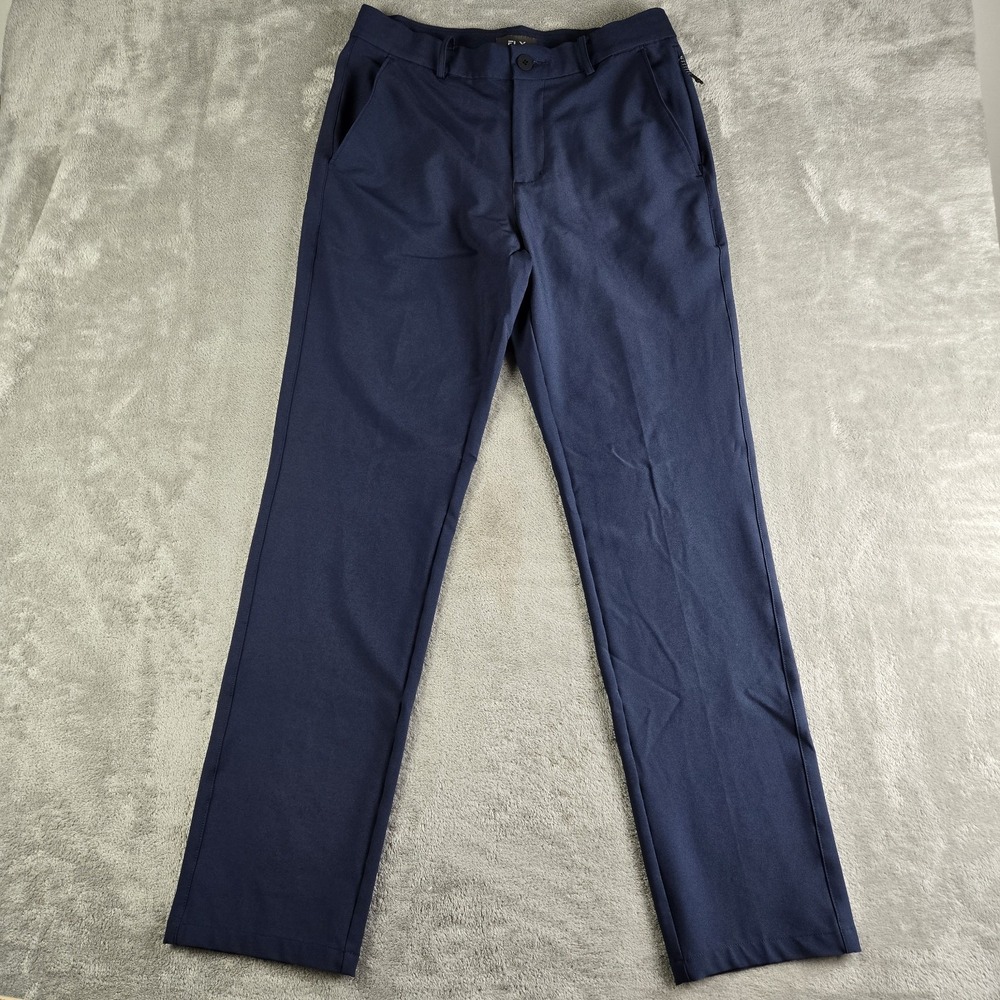 FLX Pants Mens 30x32 Navy Blue‎ Flat Chino Commuter Flying Round Kick Stretchy